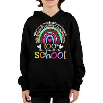 100Th Day Of School Teacher Student 100 Days Smarter Rainbow V2 Youth Hoodie - Thegiftio UK