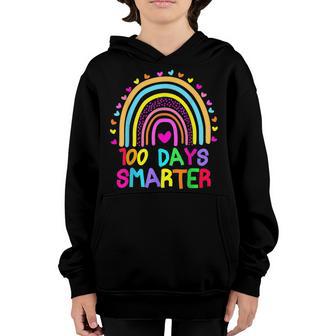 100Th Day Of School Teacher Student 100 Days Smarter Rainbow V4 Youth Hoodie - Thegiftio UK