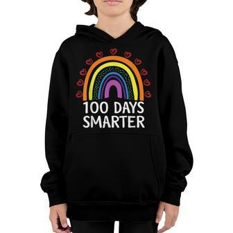 100Th Day Of School Teacher Student 100 Days Smarter Rainbow V8 Youth Hoodie - Thegiftio UK