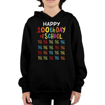 100Th Day Of School Teacher Student Colourful Tally Mark Youth Hoodie - Thegiftio UK