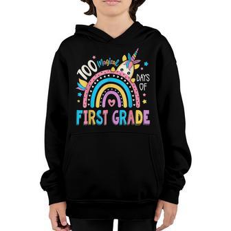 100Th Day Of School Unicorn 100 Magical Days First Grade V2 Youth Hoodie - Thegiftio UK
