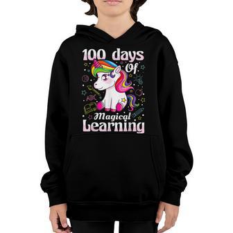 100Th Day Of School Unicorn N Girls 100 Days Of School Youth Hoodie - Thegiftio UK