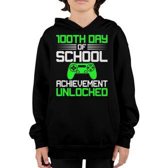 100Th Day Of School -Video Gamer Kids 100 Days Gifts Youth Hoodie - Thegiftio UK