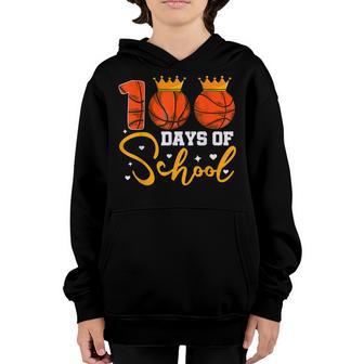 100Th Day Student Boys Girls Basketball 100 Days Of School V2 Youth Hoodie - Thegiftio UK