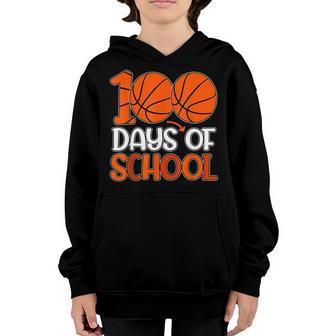 100Th Day Student Boys Girls Basketball 100 Days Of School V3 Youth Hoodie - Thegiftio UK