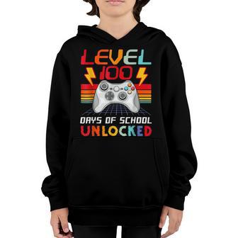 100Th Day Video Gamer 100 Days Of School Unlocked Vintage Youth Hoodie - Thegiftio UK