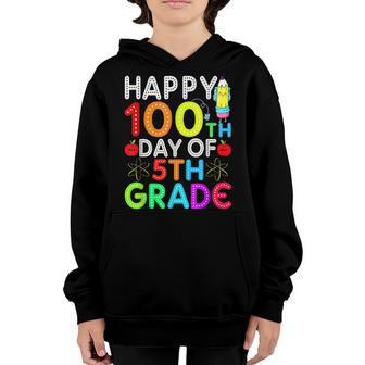 100Th Days Of School Kids Teacher 100 Day Of 5Th Grade Youth Hoodie - Thegiftio UK