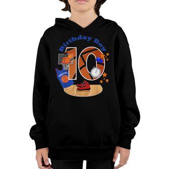 10Th Birthday Basketball Big Number 10 Year Old Boy Girl Youth Hoodie - Thegiftio UK