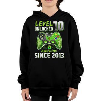 10Th Birthday Boy Level 10 Unlocked Awesome 2013 Video Gamer V2 Youth Hoodie - Thegiftio UK