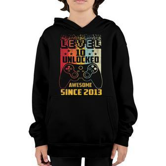 10Th Birthday Boy Level 10 Unlocked Awesome 2013 Video Gamer Youth Hoodie - Seseable