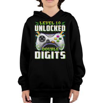 10Th Birthday For Boys Double Digits 10 Year Old Video Gamer Youth Hoodie - Thegiftio UK