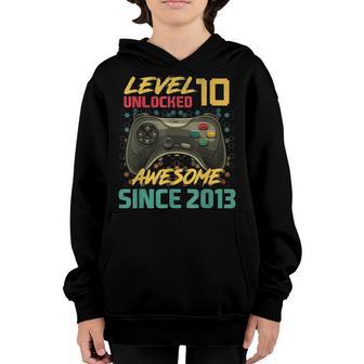 10Th Birthday Gift Level 10 Unlocked Awesome 2013 Video Game Youth Hoodie - Thegiftio UK
