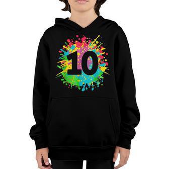 10Th Birthday Paint Splashes For Kids Girls Boys Youth Hoodie - Thegiftio UK