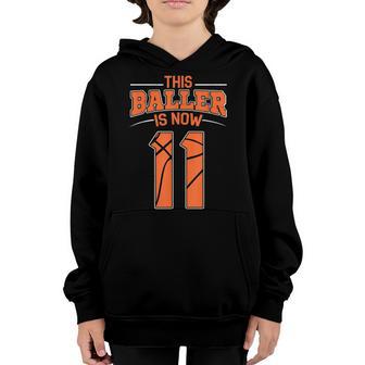 11 Year Old Basketball Player 11Th Birthday Party Boy Youth Hoodie - Thegiftio UK