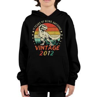 11 Year Old Dinosaur Awesome Since 2012 11Th Birthday Boy Youth Hoodie - Thegiftio UK
