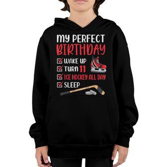 11 Year Old Ice Hockey Birthday Party 11Th Boy Bday Eleven Youth Hoodie - Thegiftio UK