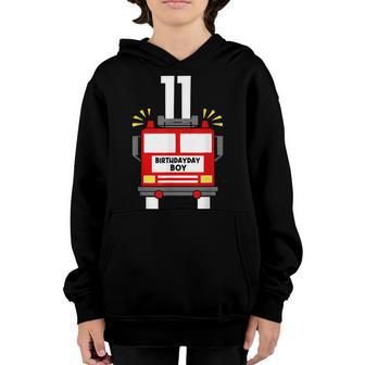 11 Year Old Its My 11Th Birthday Boy Fire Truck Fireman Youth Hoodie - Thegiftio UK