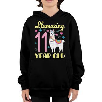 11 Years Old 11Th Birthday Llama Birthday Girl Gift V4 Youth Hoodie - Thegiftio UK
