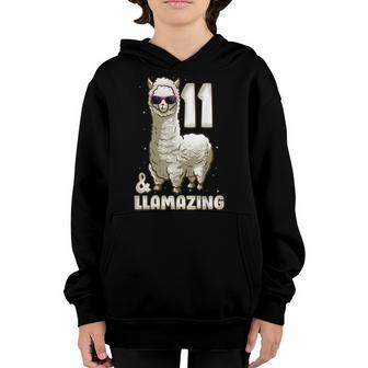 11 Years Old 11Th Birthday Llama Birthday Girl Gift Youth Hoodie - Thegiftio UK
