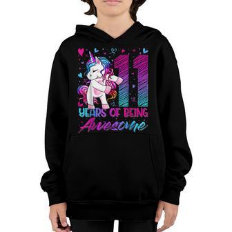 11Th Birthday 11 Year Old Girl Flossing Unicorn Party V2 Youth Hoodie - Thegiftio UK