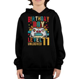 11Th Birthday Boys Gifts Level 11 Unlocked Video Games Boys Youth Hoodie - Seseable