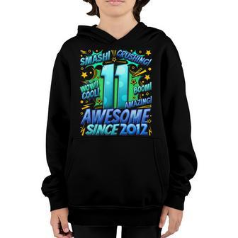 11Th Birthday Comic Style Awesome Since 2012 11 Year Old Boy Youth Hoodie | Mazezy