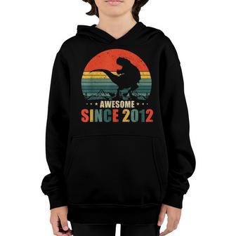 11Th Birthday Gifts Boys Awesome Since 2012 Dinosaur T Rex Youth Hoodie - Thegiftio UK