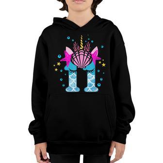 11Th Birthday Girl Unicorn Mermaid 11 Years Old Youth Hoodie - Thegiftio UK