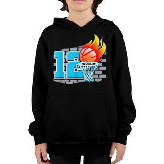 12 Year Old 12Th Basketball Birthday Party Theme Boys Girls Youth Hoodie - Thegiftio UK