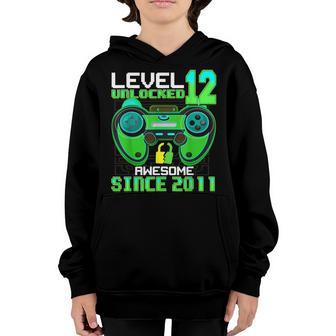 12 Year Old Boy Level 12 Unlocked Awesome 2011 12Th Birthday V2 Youth Hoodie - Thegiftio UK
