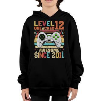 12 Year Old Boy Level 12 Unlocked Awesome 2011 12Th Birthday Youth Hoodie - Thegiftio UK