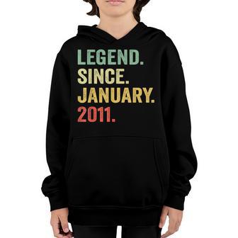 12 Year Old Gift Legend Since January 2011 12Th Birthday Boy Youth Hoodie - Thegiftio UK