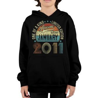 12 Year Old Gift Vintage January 2011 12Th Birthday Boy Girl Youth Hoodie - Thegiftio UK
