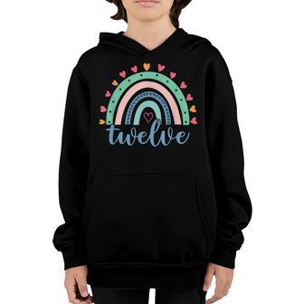 12 Year Old Rainbow 12Th Birthday For Girls 12 Bday Youth Hoodie - Thegiftio UK