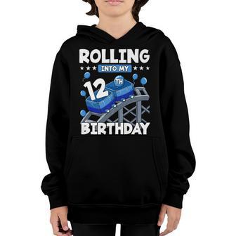 12 Year Old Rolling Into 12Th Birthday Rollercoaster Boys Youth Hoodie - Thegiftio UK