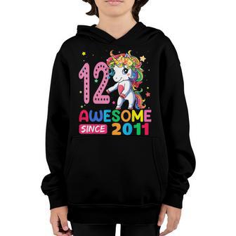 12 Year Old Unicorn Dabbing 12Th Birthday Girl Unicorn Party V2 Youth Hoodie - Thegiftio UK