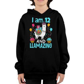 12 Years Old 12Th Birthday Llama Birthday Girl Gift V11 Youth Hoodie - Thegiftio UK
