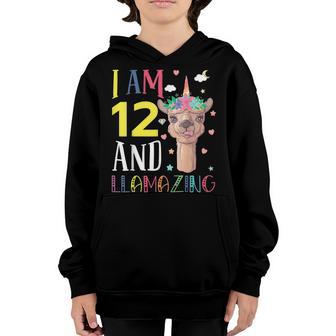 12 Years Old 12Th Birthday Llama Birthday Girl Gift V3 Youth Hoodie - Thegiftio UK