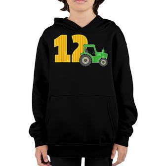 12Th Birthday Boy 12 Year Old Farm Truck Tractor Party Youth Hoodie - Thegiftio UK