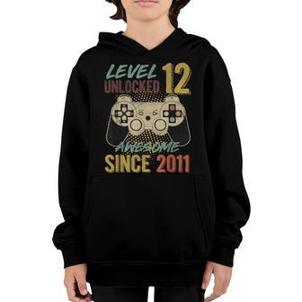 12Th Birthday Boy Level 12 Unlocked Awesome 2011 Video Gamer V2 Youth Hoodie - Thegiftio UK