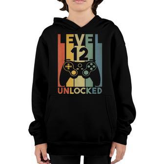 12Th Birthday Gift Boys Level 12 Unlocked Funny Video Gamer Youth Hoodie - Thegiftio UK