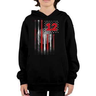 12Th Birthday Retro American Baseball 12 Years Old Boy Girl Youth Hoodie - Thegiftio UK