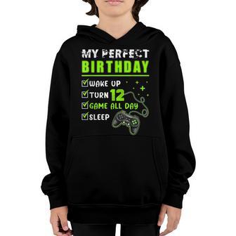 12Th Perfect Birthday Boys Gaming 12 Years Old Gifts Gamer Youth Hoodie - Thegiftio UK