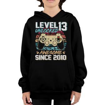 13 Year Old Boy Level 13 Unlocked Awesome 2010 13Th Birthday Youth Hoodie - Thegiftio UK