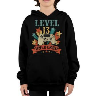 13 Year Old Gifts Level 13 Unlocked 13Th Birthday Boy Gaming V2 Youth Hoodie - Seseable