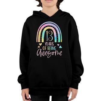 13 Years Of Being Awesome Rainbow Tie Dye 13Th Birthday Girl Youth Hoodie - Thegiftio UK
