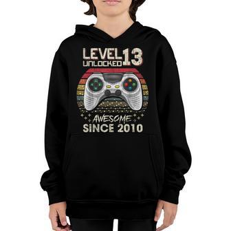 13Th Birthday Boy Level 13 Unlocked Awesome 2010 Video Gamer V4 Youth Hoodie - Thegiftio UK