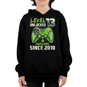 13Th Birthday Boy Level 13 Unlocked Awesome 2010 Video Gamer V5 Youth Hoodie - Thegiftio UK