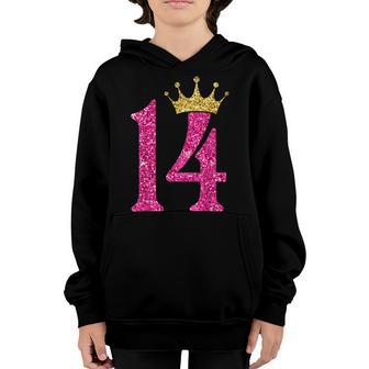 14 Year Old Gifts 14Th Birthday Girl Golden Crown Party  Youth Hoodie