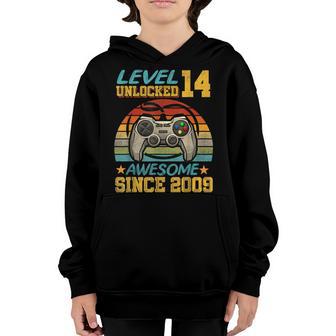 14Th Birthday Gift Level 14 Unlocked Awesome 2009 Video Game Youth Hoodie - Thegiftio UK